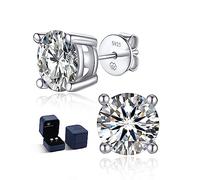 MomentWish Moissanite Earrings, 2Ct/6.5mm Simulated Diamond Sterling Silver Studs Earrings Hypoallergenic Sparkly Solitaire Gift for Women Her Men with Gift Box