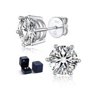 MomentWish Moissanite Earrings, 3Ct/7.5mm Sterling Silver Studs Earrings Simulated Diamond Hypoallergenic Sparkly Solitaire Gift for Women Her Men with Gift Box