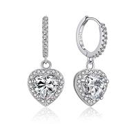 Momentwish Moissanite Earrings Drop, 2 Carat Dangle Hoop with Pendant Charm Silver 925 Ladies Simulated Diamond Hypoallergenic Dangly Earrings Gift for Women Girlfriend