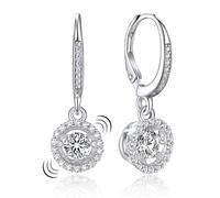 Momentwish Moissanite Earrings Drop, 2 Carat Dangle Hoop with Pendant Charm Silver 925 Ladies Simulated Diamond Hypoallergenic Dangly Earrings Gift for Women Girlfriend