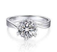 MomentWish Moissanite Rings, 1Ct Wedding Rings for Her, D Color VVS1 Lab Created Diamond Rings Women Engagement Solitaire Rings Size-U 1/2