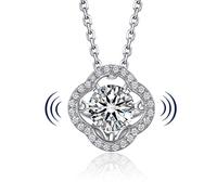 MomentWish Necklaces for Women, 1 Carat Moissanite Floating Pendant Necklace Sterling Silver Necklace Simulated Diamond Lucky Charm with Gifts Box Gra Zertifika for Women Mum