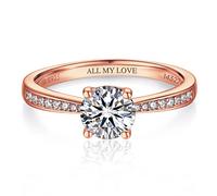 MomentWish Personalized Promise Ring,Moissanite Rings for Women, D Color VVS1 Simulated Diamond Rings for Women Rose Plated Wedding Rings O