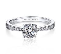 MomentWish Personalized Promise Ring,Moissanite Rings for Women, D Color VVS1 Simulated Diamond Rings for Women Engagement Wedding Rings U 1/2