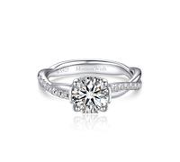 MomentWish Promise Ring for Women, Moissanite 1Carat Engagement Rings for Her S925 Sterling Silver Ring, Simulated Diamond Petite Twisted Vine Rings-Size L 1/2