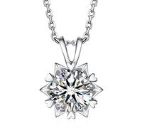 MomentWish Snowflake Necklace Mossainte, 2 Carats Silver Necklace mit Moissanite Diamond Pendant Gift for Women