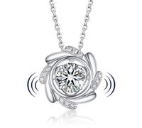 MomentWish Windmill Necklace, 1 Carat Floating Moissanite Pendant for Women Dance Lucky Charm Ladies 925 Silver Diamond Necklace for Women Mum