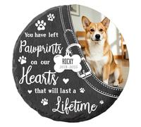 MOMGEGE Pet Memorial Stone for Dogs Cats and All Beloved Animals, Custom Pet Gravestone Tombstone Plaque, Sympathy Keepsake for Pet Loss