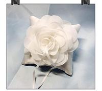 momgyaamz Wedding Ring Cushion Wedding Cushion Rings Wedding Rings - 10 x 10 cm Flower Ring Cushion for Ring Bearers Engagement, Wedding Party, Wedding Favour (White)