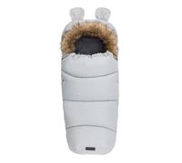 MoMi Children's Footmuff 45 x 95 cm for Pushchairs, Suitable for 3 Point and 5 Point Safety Belts, Ideal for Buggies, Car Seat, Baby Seat and Sledge, Hood with Removable Fur Trim Grey