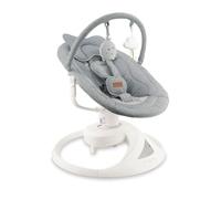 MoMi Pearl Baby Rocker for Babies up to 9 kg, 360° Rotating Seat, LED Panel, Bluetooth, Remote Control, Battery or Mains Operated, Power Supply with USB Cable, 5-Point Safety Belt, Hanger and Toy