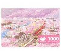 MOMIBOOK Arashiyama Sakura Tour 1000 Piece Jigsaw Puzzles for Adults, Painting Picture, Cherry Blossom, Difficult Challenging Impossible Puzzle, Unique Party, Christmas, Birthday