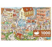 MOMIBOOK Puzzles for Adults 1000 Pieces Jigsaw Puzzles of Weekends in a Small Town, Painting Image Difficult Challenging Hard Impossible Puzzle Unique Funny Party Christmas Birthday Gifts