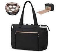 MOMINSIDE Diaper Bag Tote with Changing Station Puffer Diaper Bag Backpack pañaleras para bebe, Black, L, Daypack Backpacks