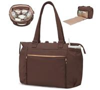 MOMINSIDE Diaper Bag Tote with Changing Station Puffer Diaper Bag Backpack pañaleras para bebe, Brown, L, Daypack Backpacks