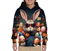 Momkonzz Easter Clothes for Boys Kids 3D Hoodies Jumpers Bunny Sweatshirt Rabbit Printed Pullover Novelty Funny Long Sleeve Top Tshirt Black 12-14 Years