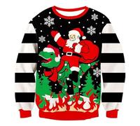 Momkonzz Kids Christmas Jumper Boy Xmas Ugly Sweater Tween Dinosaur Santa Pullover Children Funny Top Clothes 6-7 Years Red, Black