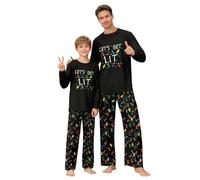 Momkonzz Matching Christmas Pyjamas for Men Boys Dad And Son Xmas Pjs Lets Get Lit Pyjama Top Bottoms Sets (Men, M)