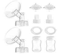 Momlacto Pump Parts Compatible with Spectra S1/S2/9Plus Breastpump, 2Set Replacement Parts Include Flange,Duckbill Valve,Backflow Protector,Tube,Bottle, Not Original Spectra Accessories (15mm Flange)