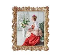 MOMLKFDAY Vintage 8x10 Picture Frame - Rose Gold Flower Leaf with Glass Front - Antique Style for Tabletop or Wall Hanging