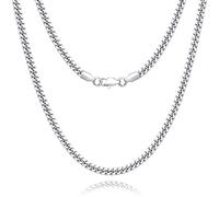Momlovu 4mm Silver Chain for Men Women Boy,Diamond Cut Miami Mens Cuban Link Chain Necklace for Men -18K Gold Plated Chain Necklace Mens Chain Durable Stainless Steel Cuban Chain Jewelry Gift 26Inch