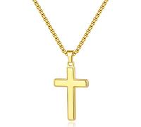 Momlovu Cross Necklace for Men Boy Women, 14K Gold Layered Men's Necklaces Cross Chain Gold Chain for Men Jewelry Gifts 20 Inch