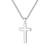 Momlovu Cross Necklace for Men Boy Women, Layered Men's Necklaces Cross Chain Silver Chain for Men Jewelry Gifts 20 Inch