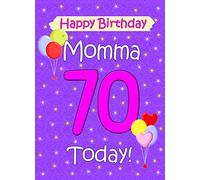 Momma 70th Birthday Card (Lilac) - from Daughter Son Greeting Blank Inside Envelope Included Gift Idea UK