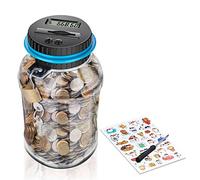 MOMMED Electronic Digital Money Box, Automatic Coin Cash Box for Children and Adults, 1.8L LCD Display, Great Gift