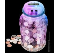 MOMMED Electronic Digital Money Box with Light, Automatic Coin Cash Box for Children and Adults, 1.8L LCD Display, Great Gift