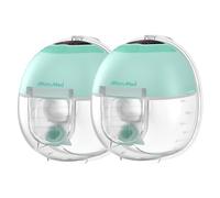 MomMed S33 Wearable Breast Pump, Ultra-Quiet in-Bra Pump for Work & Night, One-Tap Pause, Night Light, Leakproof, 4 Modes 9 Levels, 17/19/21mm Inserts (Green, 2 Pack)
