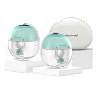 MomMed S33 Wearable Breast Pump with Case, Ultra-Quiet in-Bra Pump for Work & Night, One-Tap Pause, Night Light, Leakproof, 4 Modes 9 Levels, 17/19/21mm Inserts (Green Pro, Double Pro (with Case))