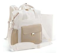 mommore Diaper Bag Backpack with Crossbody Strap, Beige, L, Tote Backpacks