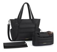 mommore Diaper Bag Tote with Stroller Organizer Puffer Bag Large Capacity Baby Bag with Changing Pad for Travel, Hospital, Black, L, Tote Bag Set
