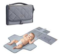 mommore Portable Baby Changing Mat Newborn Water Resistant Removable Travel Changing Mat with Wipes, Baby Essentials Gifts (Grey)
