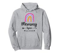 Mommy Again Est 2026 Floral Rainbow pregnancy Reveal Pullover Hoodie