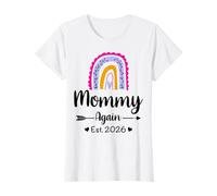 Mommy Again Est 2026 Floral Rainbow pregnancy Reveal T-Shirt