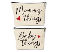 Mommy and Baby Matching Pouch Set, Mommy Things and Baby Things Bags, Gifts for New Moms Expecting Moms, Set of 2, beige, Travel