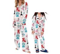 Mommy and Me Matching Christmas Pajamas Set Nutcracker Xmas Pjs Set 2 Piece Silk Sleepwear Jemmies for Women Girl (Princess White, L)