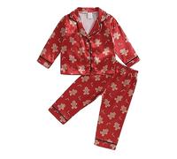 Mommy and Me Matching Christmas Pajamas Set Nutcracker Xmas Pjs Set 2 Piece Silk Sleepwear Jemmies for Women Girl (Gingerbread Man, S)