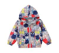 Mommy And Raincoats Kids Baby Boys Girls Hooded Trench Kids Coats Baby Infant Boys Cartoon Cat Print Zip Windproof Jacket Clothes Kids Breathable Sun Protective Coat Jacket Boys (Grey, 4-5 Years)
