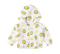 Mommy And Raincoats Unisex Baby Strawberry Print Hooded Windbreaker Jacket Kids Fashionable and Sun Protective Coat Baby Breathable Coat Toddler Windbreaker Windproof Zip Cartoon (Yellow, 6-12 Months)