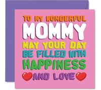Mommy Birthday Card - Happiness And Love - Happy Birthday Card for Mommy from Son Daughter, 145mm Happiness And Love Bday Greeting Cards