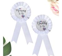 Mommy & Daddy To Be Tinplate Badge Pins, 2Pcs Perfect Baby Shower/Gender Reveal Button Pins for New Parents, Metal satin, no gemstone