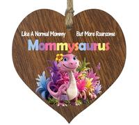 Mommy Gifts - Roarsome Mommysaurus Wooden Heart Plaque - Happy Birthday Gifts for Mommy from Son Daughter, Dinosaur Mother's Day Presents, Dark Wood Sign Keepsake