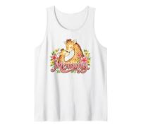 Mommy Giraffe and Baby Floral Watercolor Art Tank Top