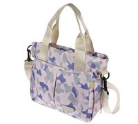 Mommy Handbag Diaper Bag Nylon Water Resistant with Separate Compartments | Fashionable Care Tote, Left Right Bottle Storage, Middle Clothing Section, Multiple Carry Methods