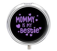 Mommy is My Bestie Round Pill Box Organiser 3 Compartment Portable Medicine Case