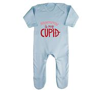 Mommy is My Cupid Statement Baby Romper Jumpsuit with feet, 0-3 Months, Pastel Blue