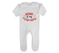 Mommy is My Valentine Statement Baby Romper Jumpsuit with feet, 3-6 Months, White